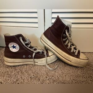 Converse Brown High-Top Platform Sneakers